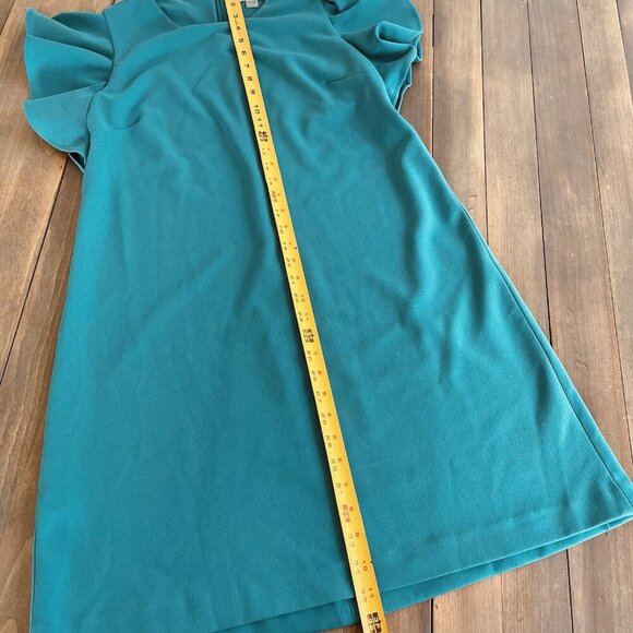 Calvin Klein Green Scuba Flutter Sleeve Stretch Dress - Size 12 (D7) - Picture 7 of 7